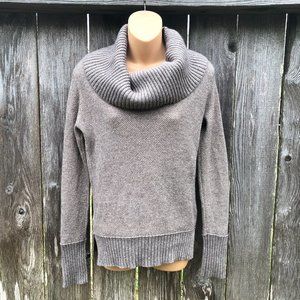 Club Monaco Cowl Neck Tunic Sweater Wool Cashmere Blend Metallic Taupe Womens M